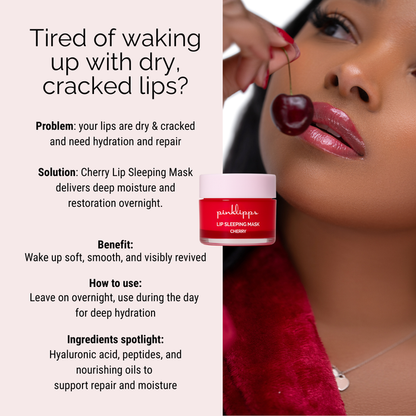 Ad about cherry lip sleeping mask for dry lips overnight