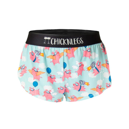 ChicknLegs Women's Flying Pigs Split Shorts 1.5"