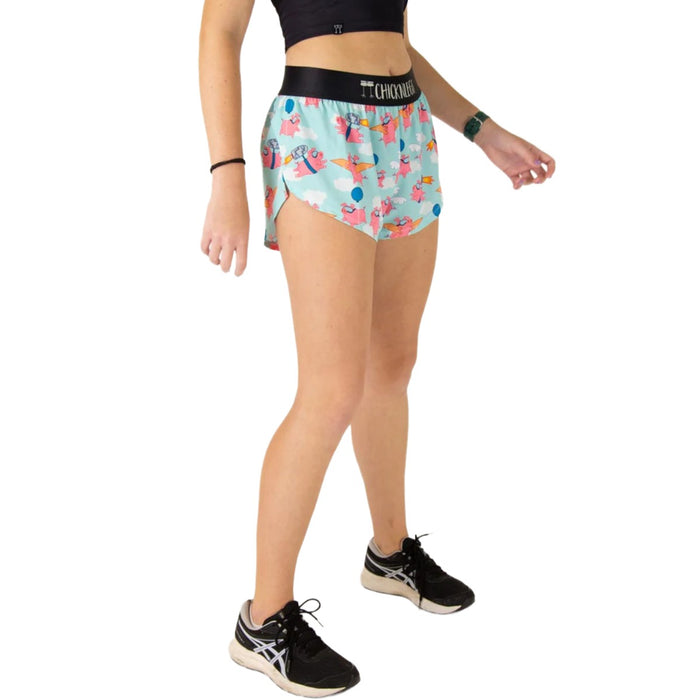 ChicknLegs Women's Flying Pigs Split Shorts 1.5"