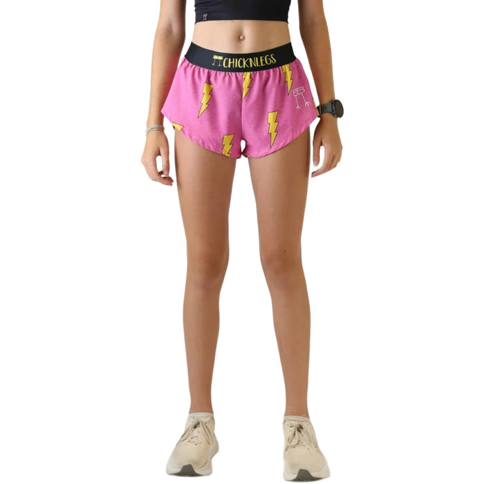 ChicknLegs Women's Pink Bolts Split Shorts 1.5"