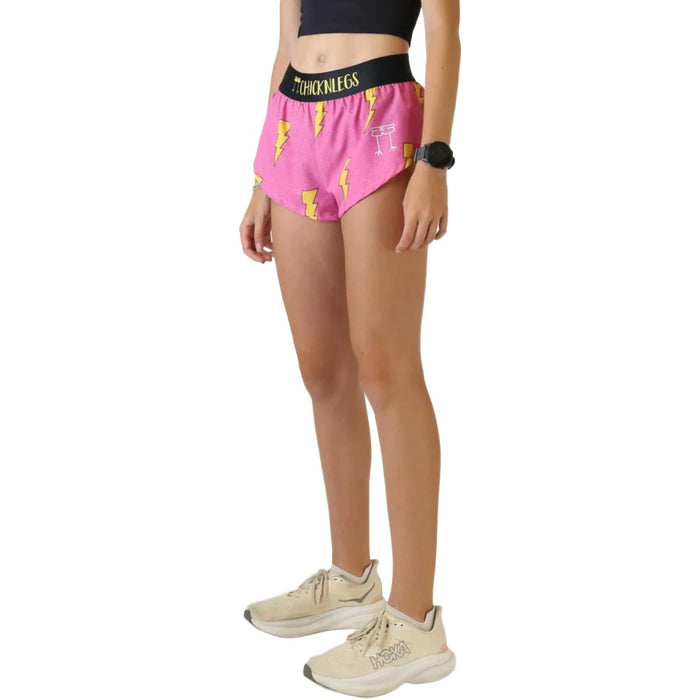 ChicknLegs Women's Pink Bolts Split Shorts 1.5"