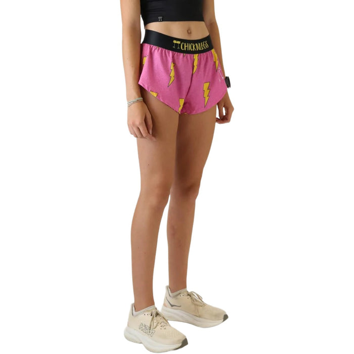 ChicknLegs Women's Pink Bolts Split Shorts 1.5"