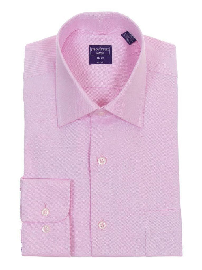 Modena SHIRTS Classic Fit Raspberry Pink Twill Standard Cuff Cotton Dress Shirt