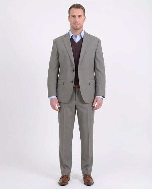 Classic Fit Taupe Brown Basketweave Two Button Wool Blazer Sportcoat - The Suit Depot