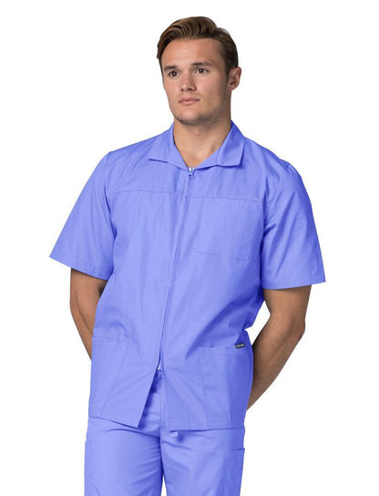 Clearance Adar Universal Mens Short Sleeve Zippered Scrub Jacket