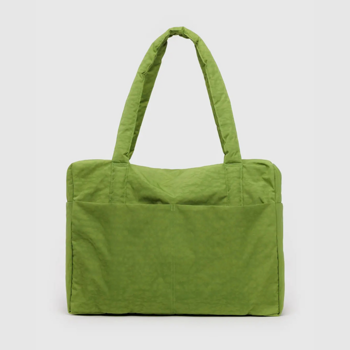 Green carry-on tote bag with two top handles
