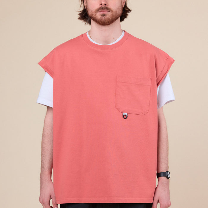 CMF Comfy Outdoor Garment - Heavy Cotton "Slow Dry" No Sleeve Pocket T-Shirt - Salmon