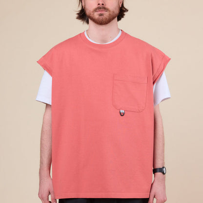 CMF Comfy Outdoor Garment - Heavy Cotton "Slow Dry" No Sleeve Pocket T-Shirt - Salmon
