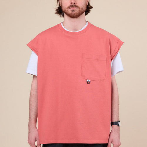 CMF Comfy Outdoor Garment - Heavy Cotton "Slow Dry" No Sleeve Pocket T-Shirt - Salmon