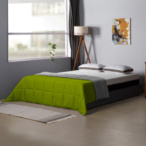 Comforter|Reversible|Microfiber|Comforter|Lemon|Green|&|Ash|Grey
