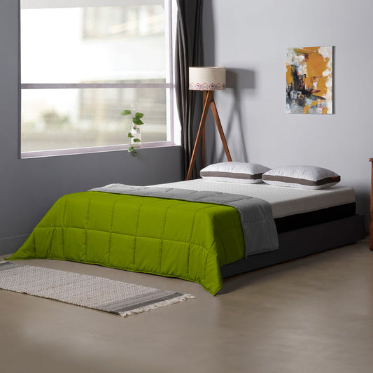 Comforter|Reversible|Microfiber|Comforter|Lemon|Green|&|Ash|Grey