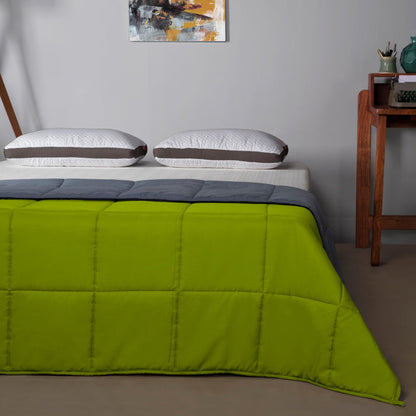 Comforter|Reversible|Microfiber|Comforter|Lemon|Green|&|Ash|Grey