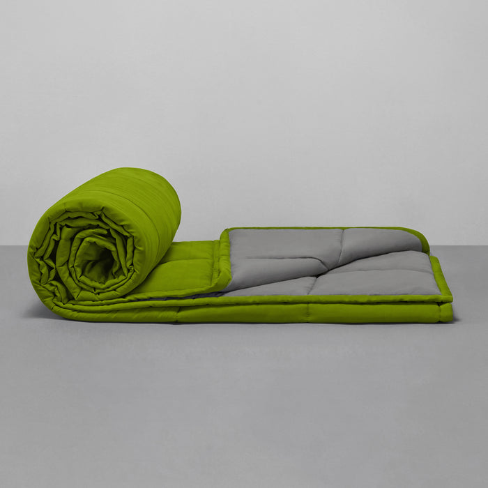 Comforter|Reversible|Microfiber|Comforter|Lemon|Green|&|Ash|Grey