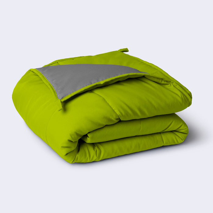 Comforter|Reversible|Microfiber|Comforter|Lemon|Green|&|Ash|Grey