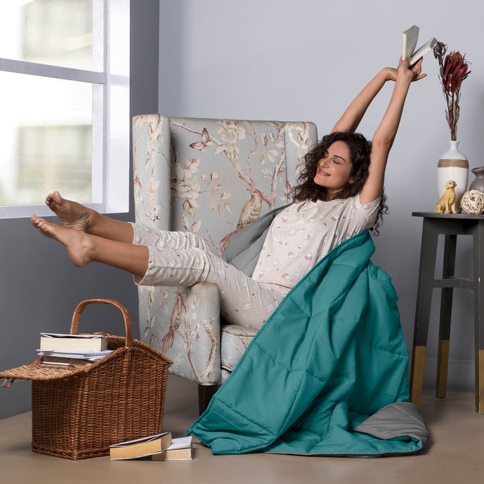 Comforter|Reversible|Microfiber|Comforter|Ocean|Blue|&|Ash|Grey