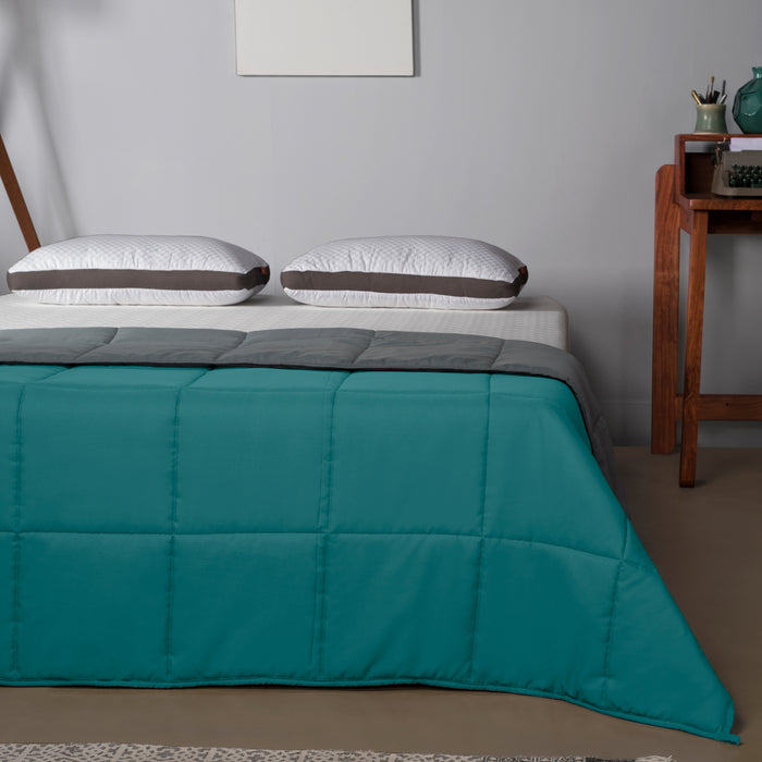 Comforter|Reversible|Microfiber|Comforter|Ocean|Blue|&|Ash|Grey