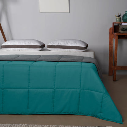 Comforter|Reversible|Microfiber|Comforter|Ocean|Blue|&|Ash|Grey