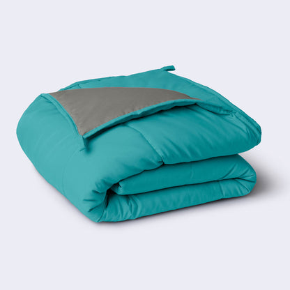 Comforter|Reversible|Microfiber|Comforter|Ocean|Blue|&|Ash|Grey