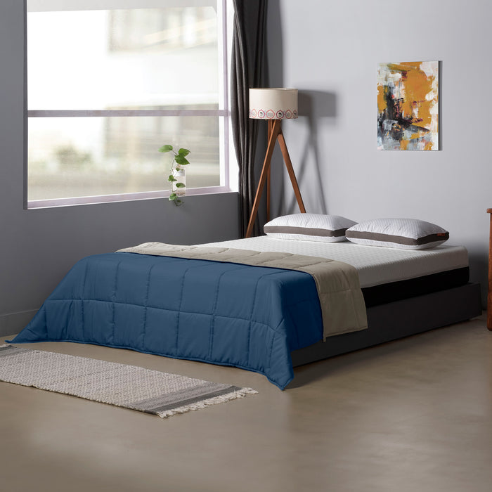 Comforter|Reversible|Microfiber|Comforter|Royal|Blue|&|Ash|Grey