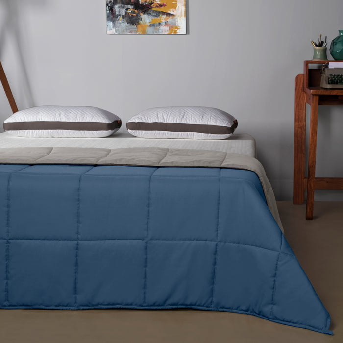 Comforter|Reversible|Microfiber|Comforter|Royal|Blue|&|Ash|Grey