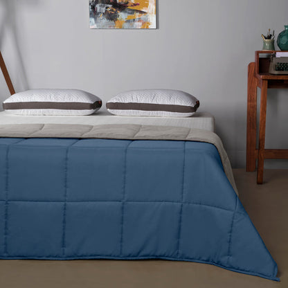 Comforter|Reversible|Microfiber|Comforter|Royal|Blue|&|Ash|Grey