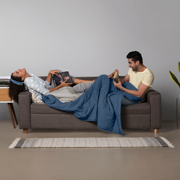 Comforter|Reversible|Microfiber|Comforter|Royal|Blue|&|Ash|Grey