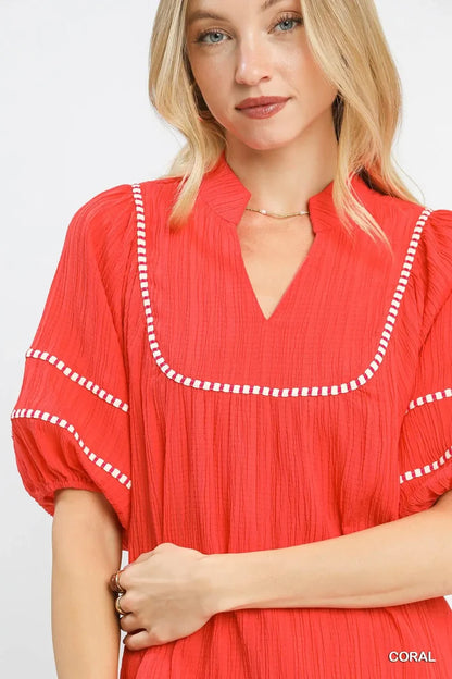 Coral Textured Top