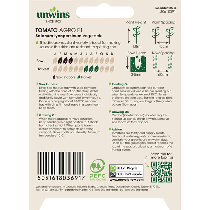 Cordon Tomato Seeds Organic 'Agro' F1