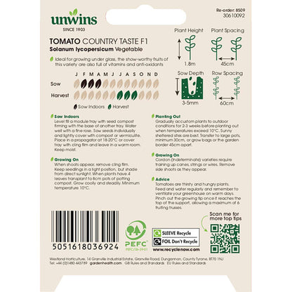 Cordon Tomato Seeds Organic 'Country Taste' F1
