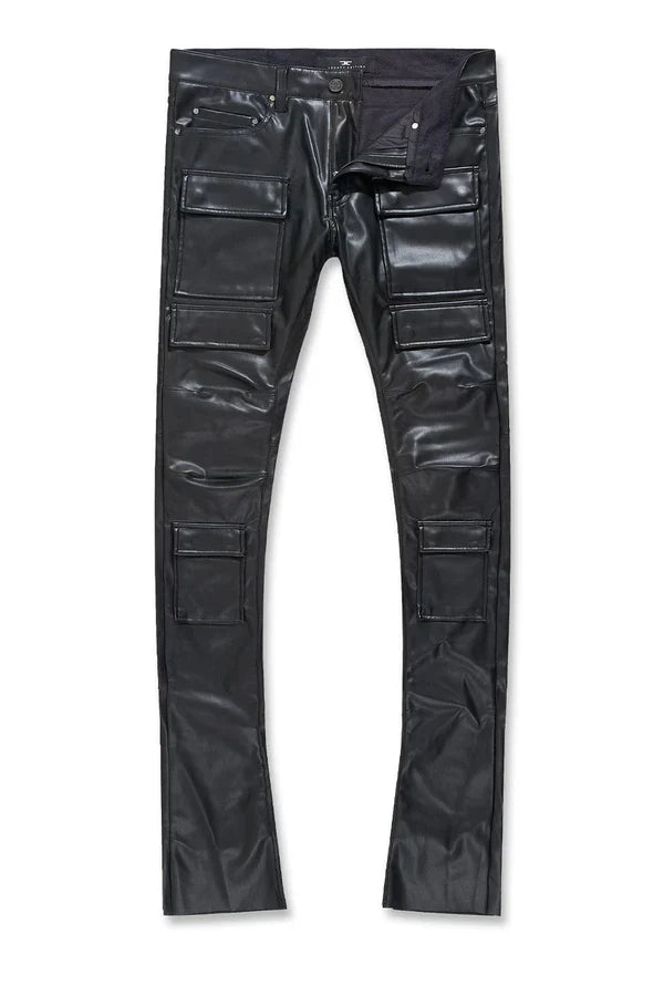 JORDAN CRAIG PU LEATHER STACKED PANTS - JRF2250 - BLACK