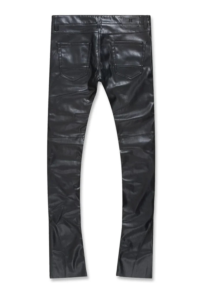 JORDAN CRAIG PU LEATHER STACKED PANTS - JRF2250 - BLACK