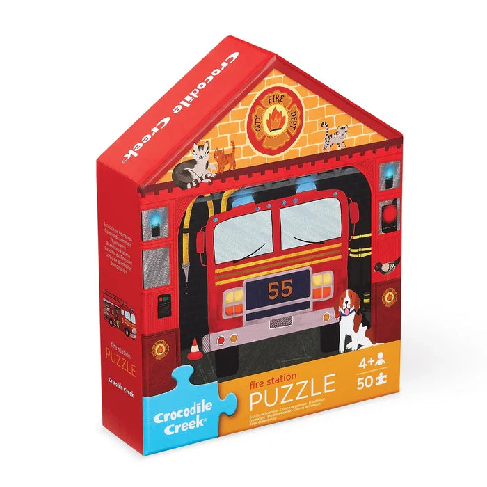 Crocodile Creek Flat House Puzzle 50 pc - Fire Station
