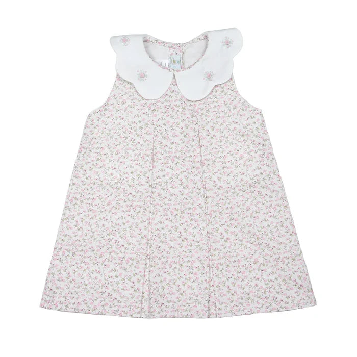 Cuclie Sophie Dress-White Multi Flower w/ Ruffle Collar