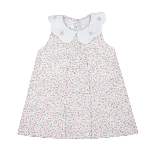 Cuclie Sophie Dress-White Multi Flower w/ Ruffle Collar