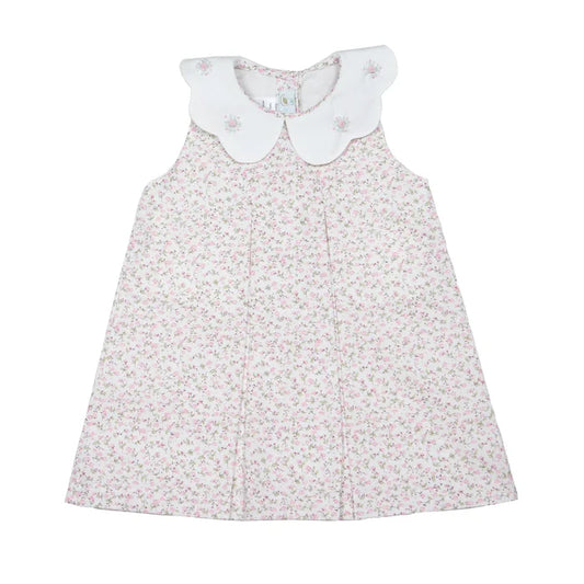 Cuclie Sophie Dress-White Multi Flower w/ Ruffle Collar