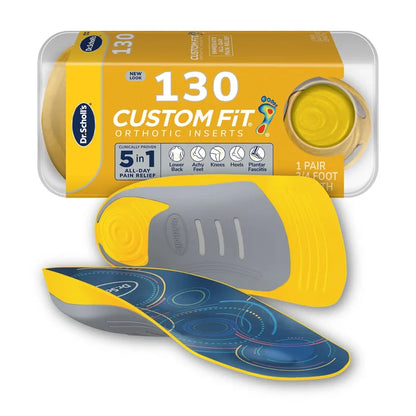 Custom FiT® 3/4-length orthotic inserts, CF 130, yellow pair with blue arch cushion