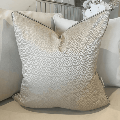 Cyrene Taupe Metallic Geometric Feather Filled Cushion - 50x50cm Textiles