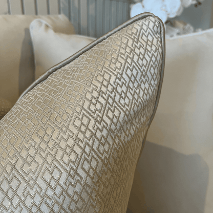Cyrene Taupe Metallic Geometric Feather Filled Cushion - 50x50cm Textiles