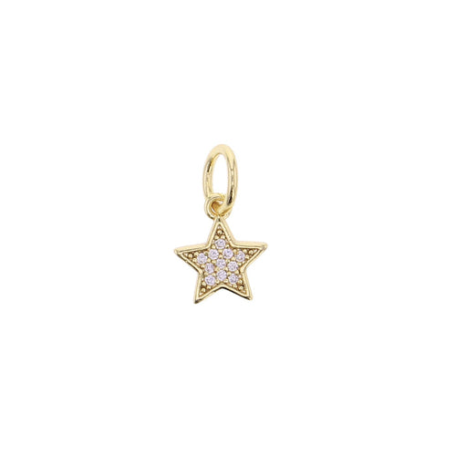 CZ star charm with gold-tone setting and pavé stones