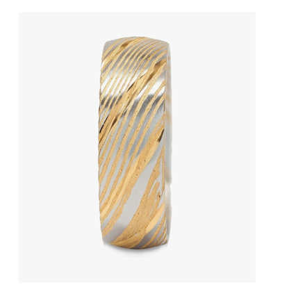 Damascus steel comfort fit matte finish top ring