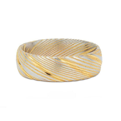 Damascus steel comfort fit matte finish top ring