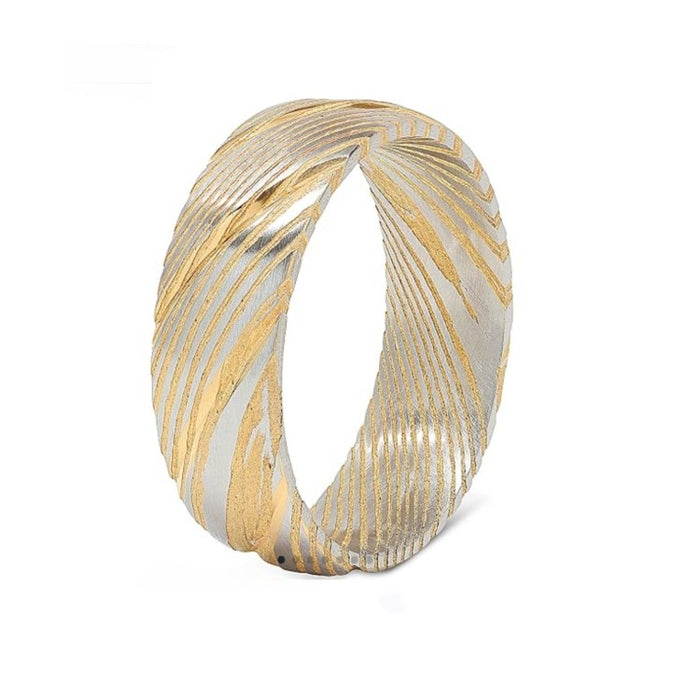 Damascus steel comfort fit matte finish top ring