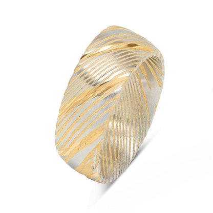 Damascus steel comfort fit matte finish top ring
