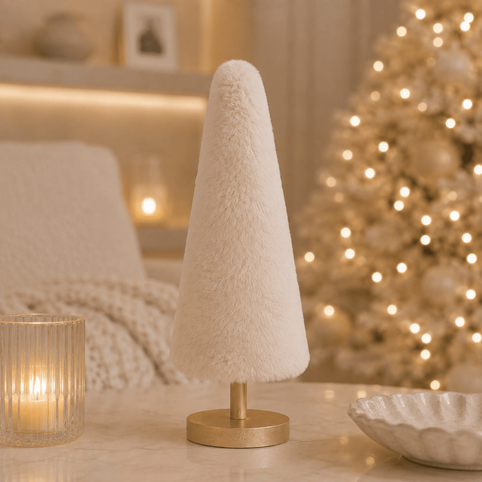 Decorative Faux Fur Cream Christmas Tree Ornament Accessories