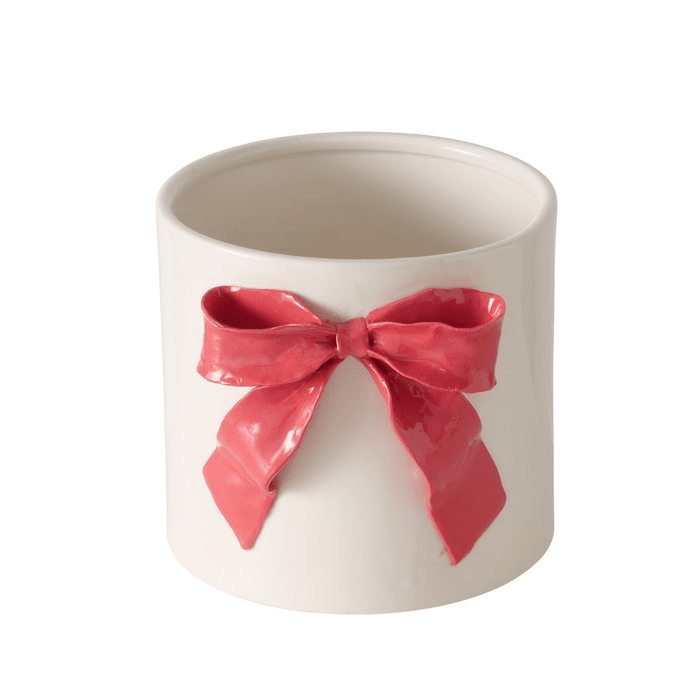 Decorative Planter with Red Bow Accessories
