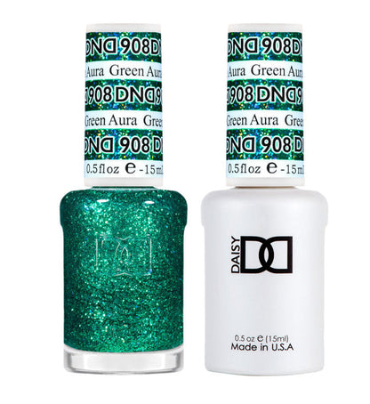 DND Polish Duo Super Glitter - Green Aura 908