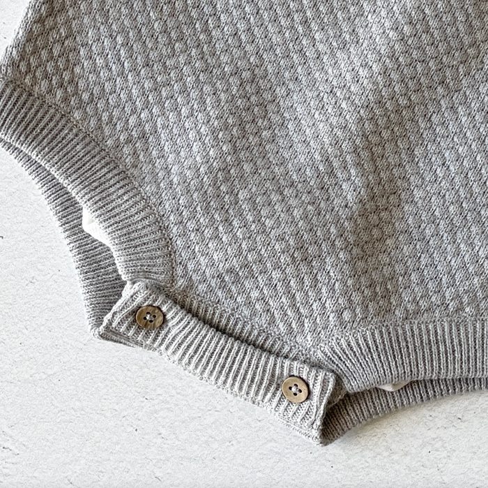 Dog Embroidered Sweater Knit Baby Overall Romper + Bodysuit Set (Organic)