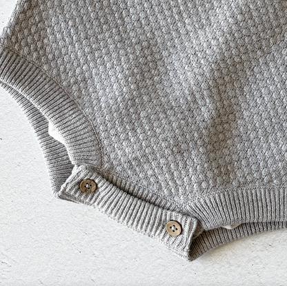 Dog Embroidered Sweater Knit Baby Overall Romper + Bodysuit Set (Organic)