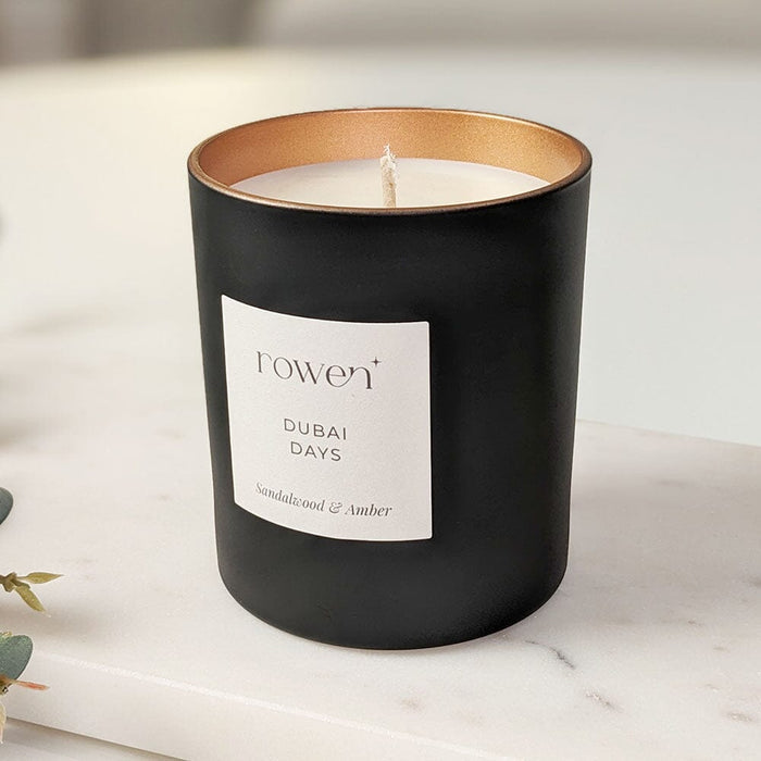 Dubai Days Black & Rose Gold Scented Candle - Sandalwood & Amber Fragrance