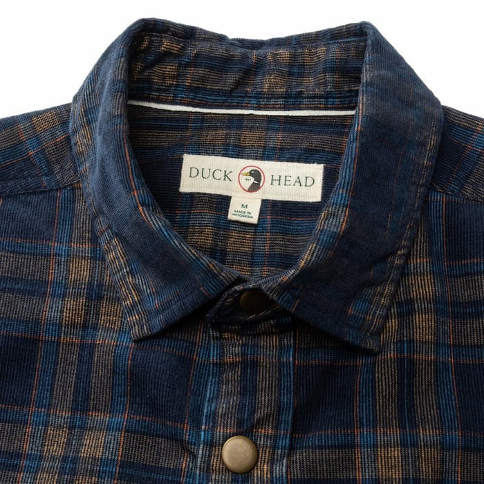 Duck Head Men's Long Sleeve Corduroy Plaid Snap Shirt - Cavern